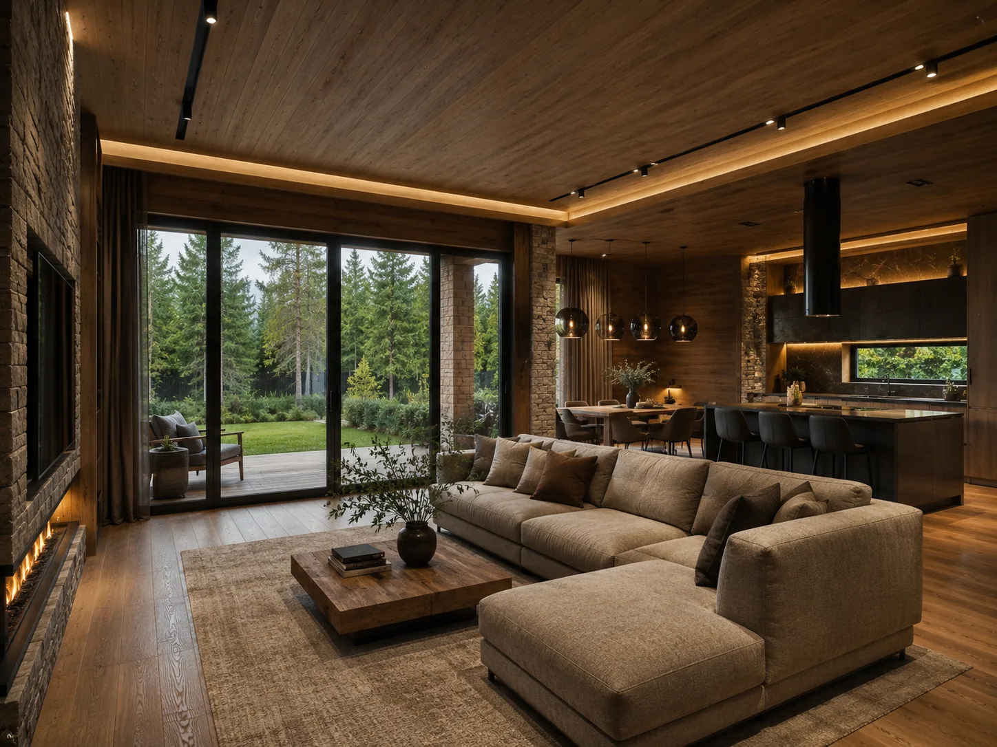 Дом Лесной уют — интерьер гостиной — миниатюра